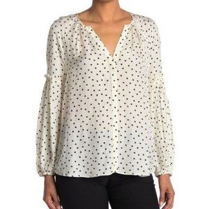 TANYA TAYLOR ILLA SILK FRILL RUFFLE PUFF BALLOON SLEEVE V NECK BLOUSE 6